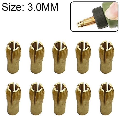 Wewoo 11 PCS Écrou de serrage en cuivre à trois griffes pour raccords broyeur électrique diameter Diamètre d'alésage: 3.0mm