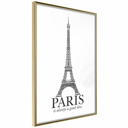 Paris Prix Affiche Murale Encadrée Eiffel Tower 30 x 45 cm Or