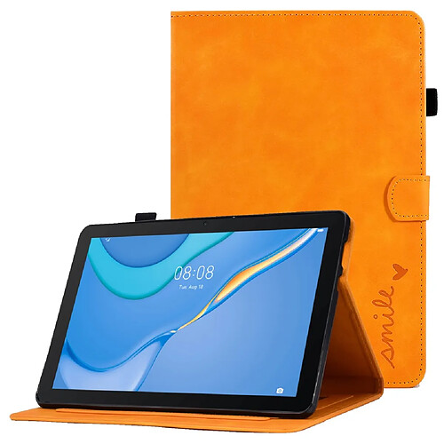 Etui en PU avec support, porte-cartes et porte-stylo pour votre Huawei MediaPad T3 10 - orange