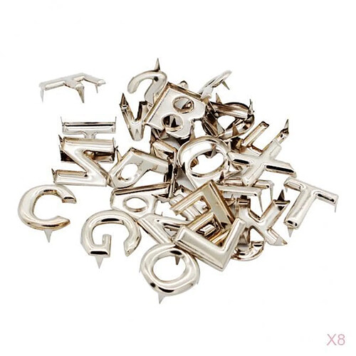 8 Sets Métal Alphabet Lettres A - Z Argent Spike Goujons Artisanat En Cuir Pour Bricolage Chaussures Vêtements Sacs Vêtement Rivets Décoration Rock Pu