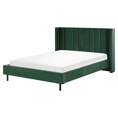 Beliani Lit double en velours vert 160 x 200 cm VILLETTE