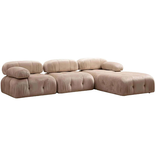 Hanah Home Canapé d'angle en tissu Bubble beige.