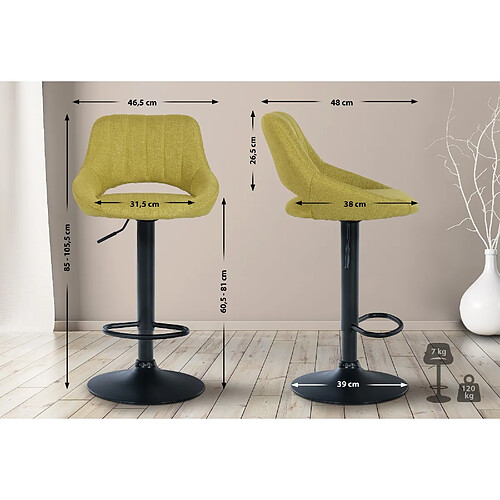 Non Tabouret de bar Milet tissu noir