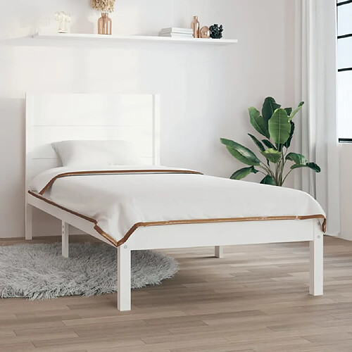 vidaXL Cadre de lit sans matelas blanc 100x200 cm bois de pin massif