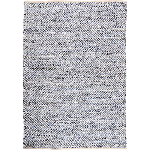 The Rug Republic Tapis cuir et coton blanc et bleu Atlas 230 x 160 cm.