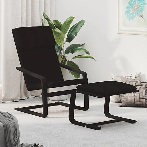 vidaXL Chaise de relaxation avec repose-pied Noir Tissu