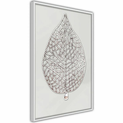 Paris Prix Affiche Murale Encadrée Leaf-Shaped Pendant 30 x 45 cm Blanc