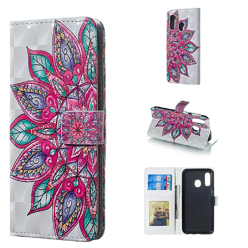 Wewoo Housse Coque Étui en cuir à rabat horizontal 3D avec Motif demi-fleurs pour Galaxy A40avec porte-carte et fentes cartecadre photo et portefeuille