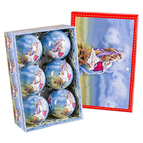 BigBuy Home Boules de Noël Multicouleur Polyfoam Naissance/Crèche Ø 7,5 cm (6 Unités)