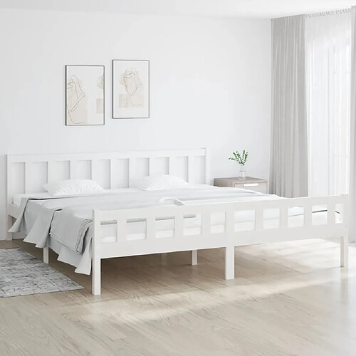 Maison Chic Lit adulte - Lit simple Cadre de lit,Structure du lit Contemporain blanc bois massif 160x200 cm -MN71246