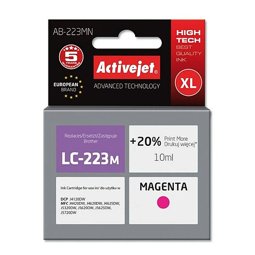 Activejet? Cartouche d'encre originale Activejet AB-223MN Magenta