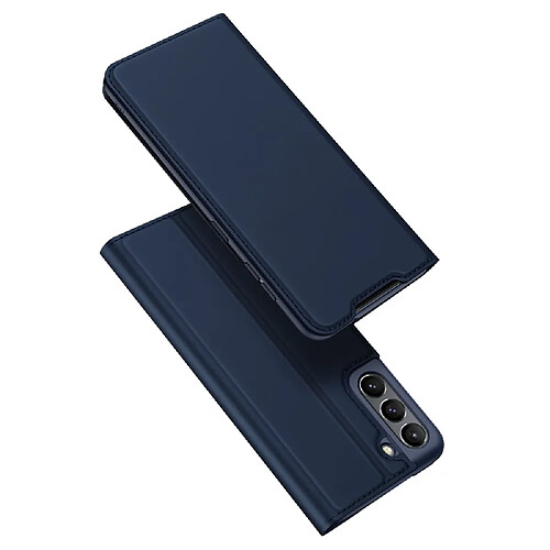 Dux Ducis Etui en PU avec support et porte-carte bleu marine pour votre Samsung Galaxy S21 FE