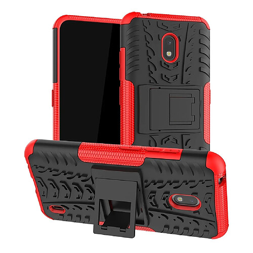 Wewoo Coque Rigide Pour Nokia 2.2 Tyre Texture TPU + Housse antichoc PC avec support Rouge