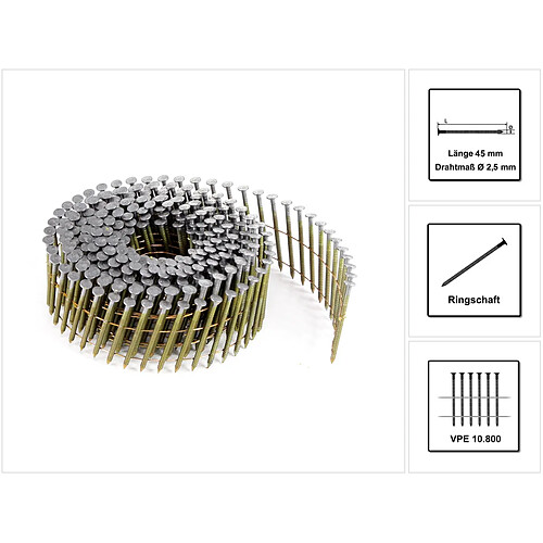 Prebena CNW25/45BKRI Clou sur rouleau annelé blank - 10800 pièces