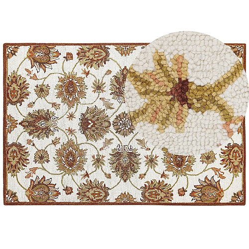 Beliani Tapis de laine beige et marron 160 x 130 cm EZINE