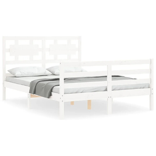 Maison Chic Cadre/structure de lit avec tête de lit pour adulte - Lit Moderne Chambre blanc double bois massif -MN11264