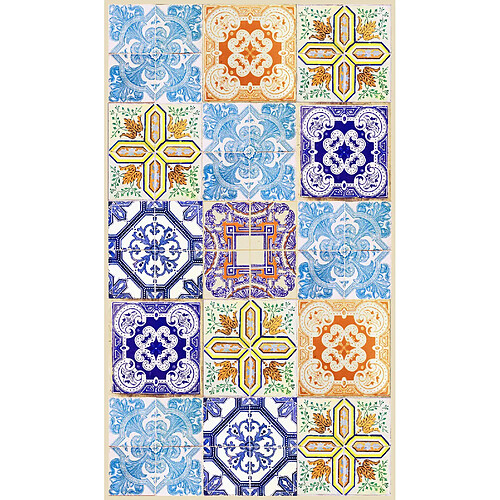 Alter Tapis de bain, 100% Made in Italy, Tapis antitache avec impression numérique, Tapis antidérapant et lavable, Modèle Maiolica - Abby, 120x70 cm