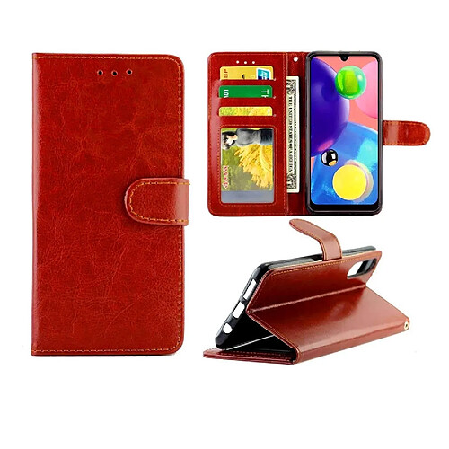 Wewoo Housse Coque Pour Galaxy A70S / A70 Crazy Horse Texture de protection en cuir à rabat horizontal avec support et fentes cartes et portefeuille et cadre photo marron