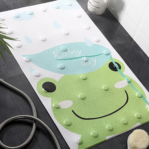 Universal Tapis de douche pour salle de bains avec aspirateur pour bébé, tapis anti-glissement pour salle de bains, tapis de massage pour animaux de dessin animé, tapis de toilette imperméable(Vert)