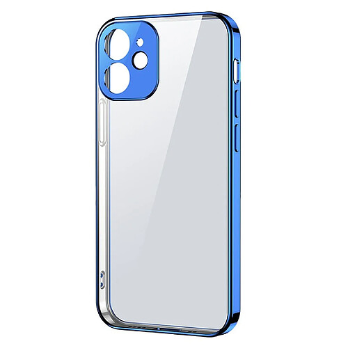 joyroom new beauty series etui cadre metallique transparent ultra fin pour iphone 12 mini bleu (jr-bp741)