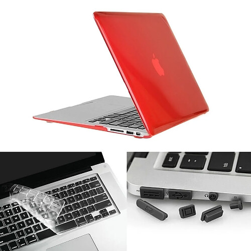 Wewoo Housse Étui rouge pour Macbook Air 11,6 pouces 3 en 1 cristal dur coque en plastique de protection avec clavier de et prise de poussière de port