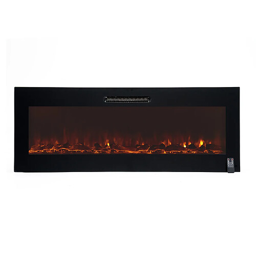 Cheminée Électrique Murale Encastrable 2000W Kekai Oregon 127x16x48 cm Noir avec Simulation de Feu Télécommande pour Intérieur