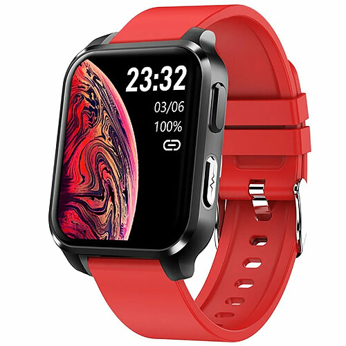 E90 Montre Intelligente Pression Artérielle Oxygène Sanguin Surveillance Du Sommeil Sport Étanche Smartwatch Silicone Rouge