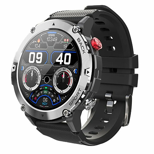 Lemfo Lf26Max Hommes Montre Intelligente Bluetooth Appel Montre 300 Mah Batterie Ip68 Étanche Argent Noir