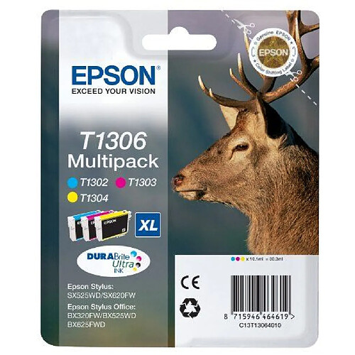 Epson T1306 Multipack Cartouche d'encre d'origine 1 x cyan, magenta, jaune