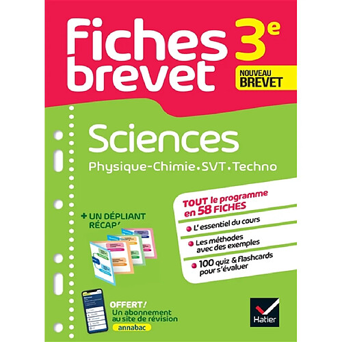 Sciences, 3e : physique chimie, SVT, techno : nouveau brevet · Occasion