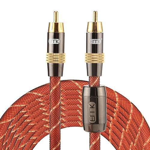 Wewoo Câble or EMK TZ / A 5m OD8.0mm Plaqué Tête Métallique RCA à RCA Fiche Coaxial Numérique Audio / Vidéo RCA