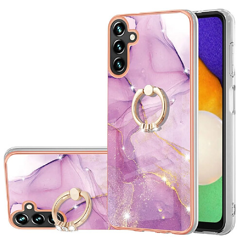 Coque en TPU anti-rayures, électroplaqué, IMD flexible, motif marbre avec béquille Violet 001 pour votre Samsung Galaxy A13 5G