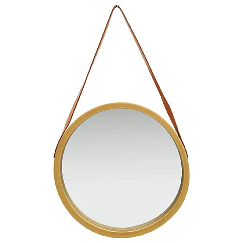 Maison Chic Miroir mural avec sangle | Miroir Décoration pour Maison Salle de Bain 50 cm Doré -GKD66244