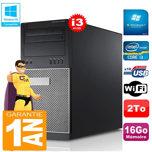 PC Tour DELL 9020 Core I3-4130 Ram 16Go Disque 2 To Graveur DVD Wifi W7 · Occasion