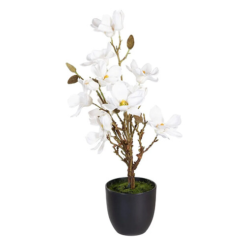 BigBuy Home Plante décorative Polyester Polyéthylène Fer 30 x 30 x 60 cm Magnolia