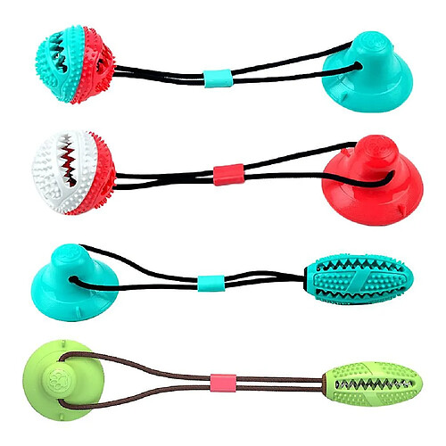 Jouet à mâcher pour chien avec ventouse interactive Jouet pour chien auto-jouant avec corde élastique Boule à mâcher pour chien nettoyant les dents Fournitures pour chiots