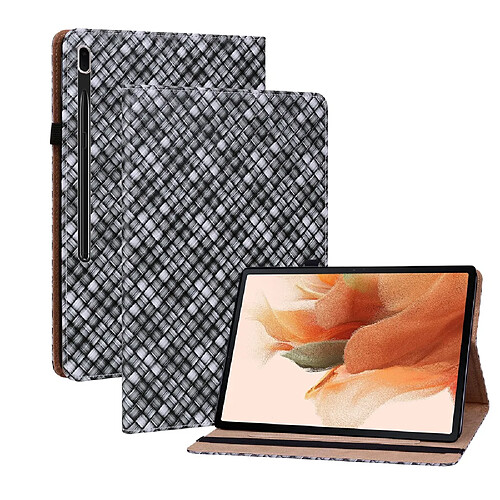 Etui en PU texture tissée avec support noir pour votre Samsung Galaxy Tab S8 Plus