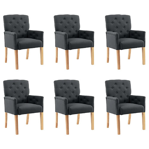 vidaXL Chaises à manger avec accoudoirs lot de 6 gris tissu