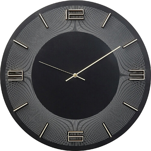 Karedesign Horloge murale Leonardo noire et dorée Kare Design