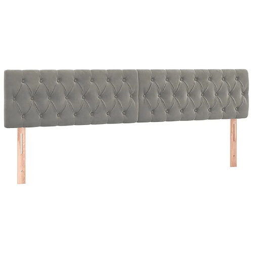 Maison Chic Lot de 2 Têtes de lit design pour chambre - Décoration de lit Gris clair 100x7x78/88 cm Velours -MN27971