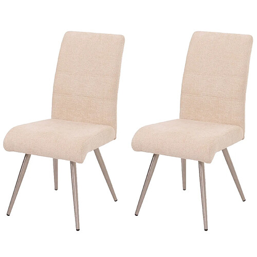 Decoshop26 2 Chaises Inox Tissu Chenille Crème