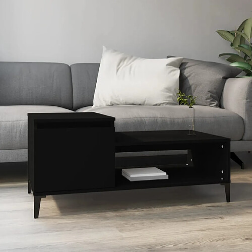 Maison Chic Table basse,Table Console Table d'appoint, Table pour salon Noir 100x50x45 cm Bois d'ingénierie -MN51592