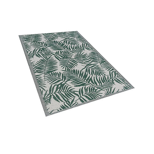 Beliani Tapis extérieur vert foncé au motif feuilles de palmier 120 x 180 cm KOTA