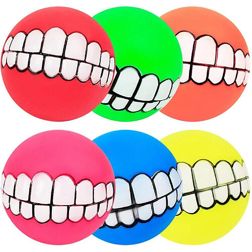 6pcs Silicone Dog Ball Teeth Chew Toy avec un son grinçant, mignon et drôle cadeau parfait pour les chiens, votre chien va adorer ce jouet