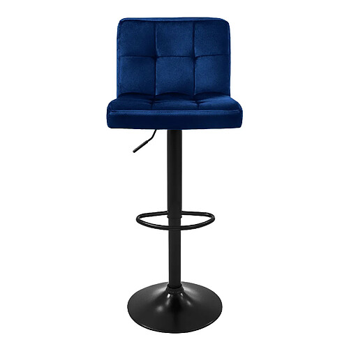 Tabouret de bar, lot de 2, bleu, revêtement velours, dossier et repose-pieds réglables en hauteur 63-83cm ML-Design