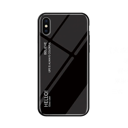 Wewoo Coque Housse en verre dégradé pour iPhone X noir