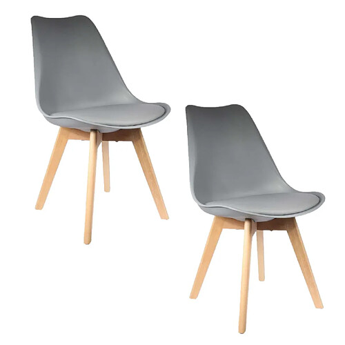 Toilinux 2 Chaises design scandinaves rembourrées Cocooning - Gris