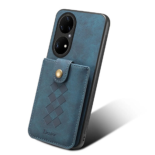 Coque en TPU + PU porte-carte détachable, hybride bleu pour votre Huawei P50