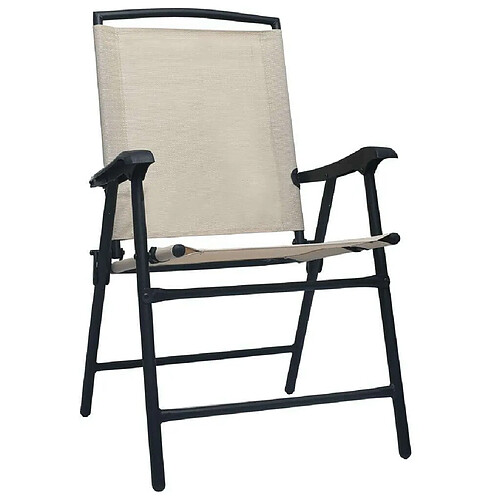 Maison Chic Lot de 2 Chaises de jardin,Fauteuil d'extérieur pliables Textilène Crème -MN27182