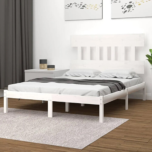 Maison Chic Lit Super King - Cadre de lit,Structure du lit Contemporain pour chambre Blanc Bois massif 180x200 cm -MN38161